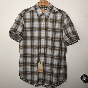 Hugo Boss Orange Plaid Button SS Men’s Medium